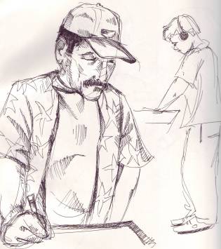 moustache man drawing